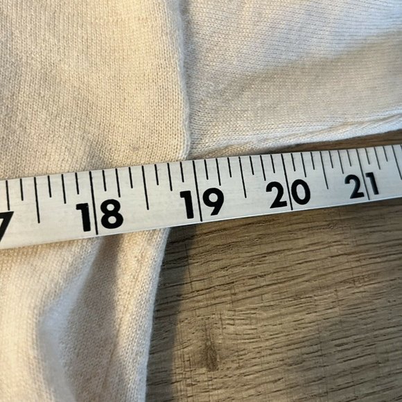 Babaton Size Medium Sweater Faux Wrap Cream 100% Merino Wool V Neck Soft - Picture 9 of 10